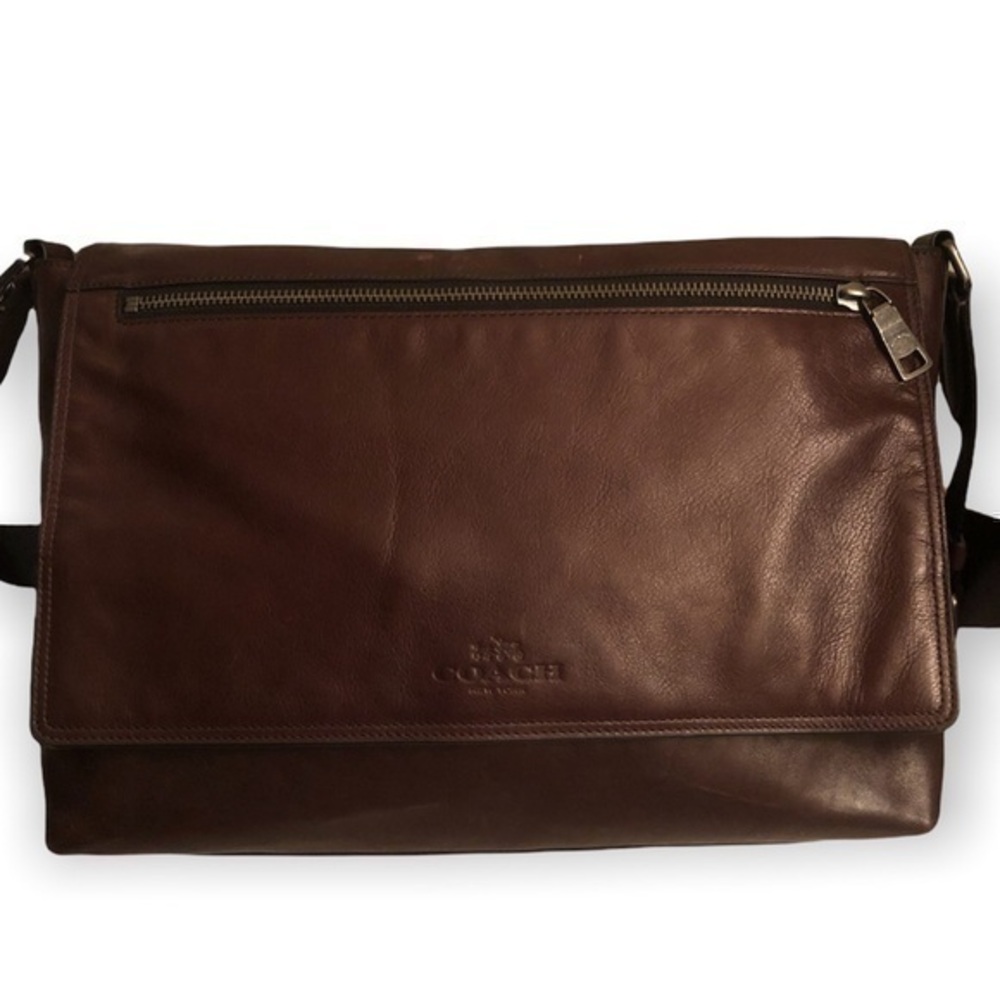 Coach brown leather men’s briefcase laptop travel business bag